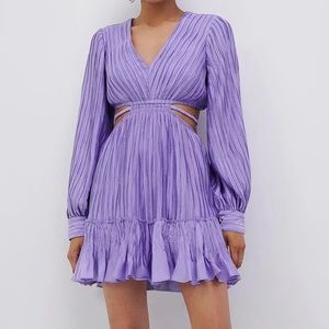 JONATHAN SIMKHAI PURPLE Londyn mushroom pleat mini dress lavender / purple